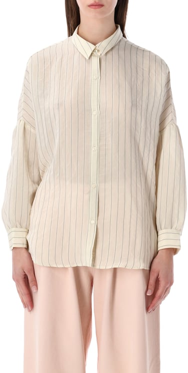 Sessùn Botan Striped Shirt Milky Black