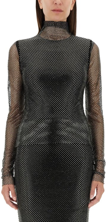 Sportmax Fitted Long-Sleeve Top With Sheer Mesh Sleeves