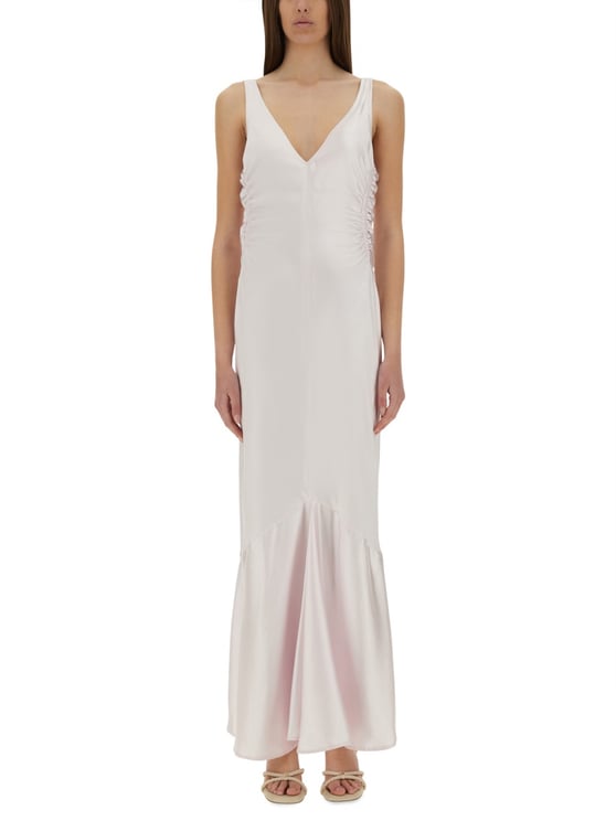 Sportmax Long Dress With Deep V-Neckline And Flared Hem