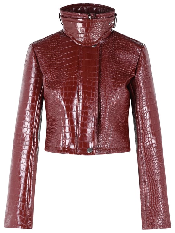 Sportmax 'Sultan' Crop Jacket In Dark Red Alligator Print Patent Leather