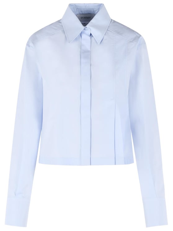 Sportmax Light Blue Asymmetric Pleats 'Certo' Cropped Shirt