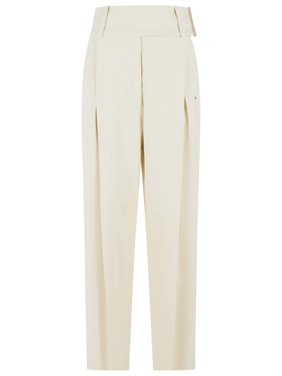 Sportmax 'Oblo' Wide Trousers In Ivory White Stretch Viscose