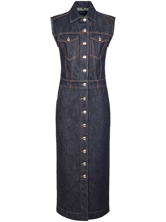 Sportmax Structured Sleeveless Dark Denim Midi Dress