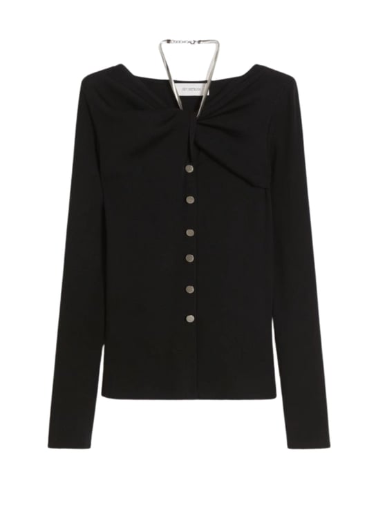 Sportmax Black Boat Neckline Knitted Cardigan