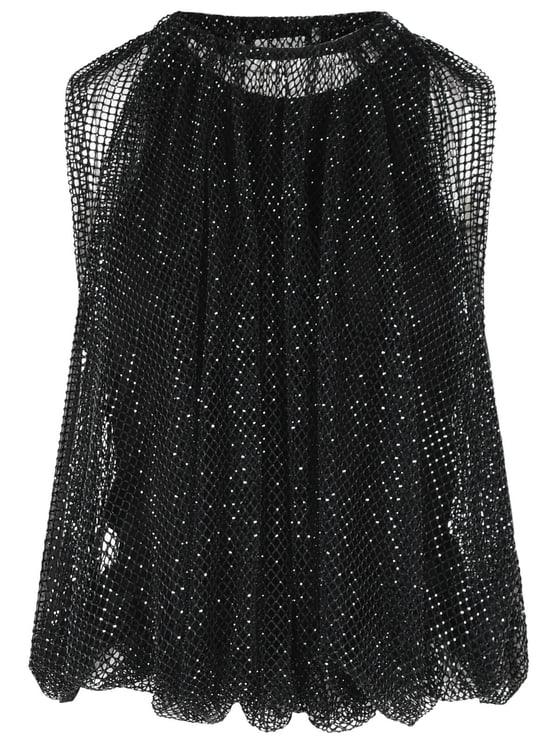 Sportmax 'Nodo' Mesh Top With Black Crystals