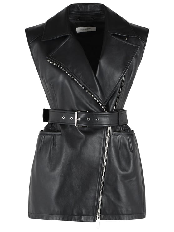 Sportmax 'Fave' Black Leather Jacket