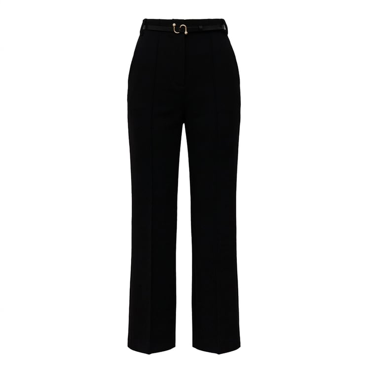 Sportmax High-Waisted Straight Leg Pants With Iconic S-Buckle