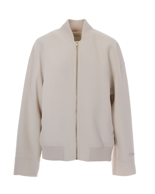 Sportmax Ondata Bianco Bomber Jacket With Knit Detailing
