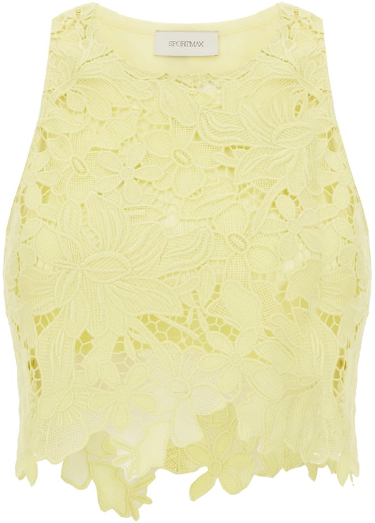 Sportmax Sportmax Pastel yellow macramÃ¨ top
