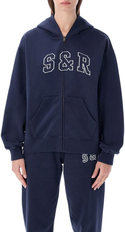 Sporty & Rich S&R Zip Hoodie Blu