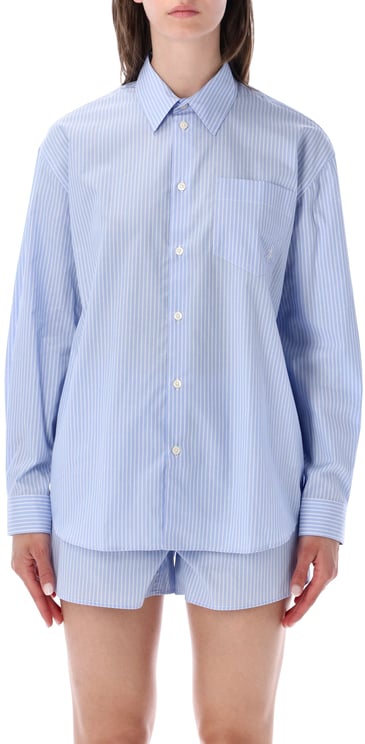 Sporty & Rich Oversized Shirt Stripe Light Blue Stripe