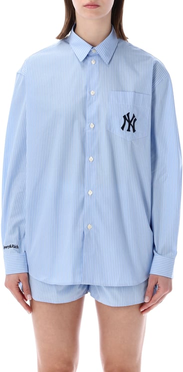 Sporty & Rich Heritage Yankees Oversized Shirt Blue Stripe