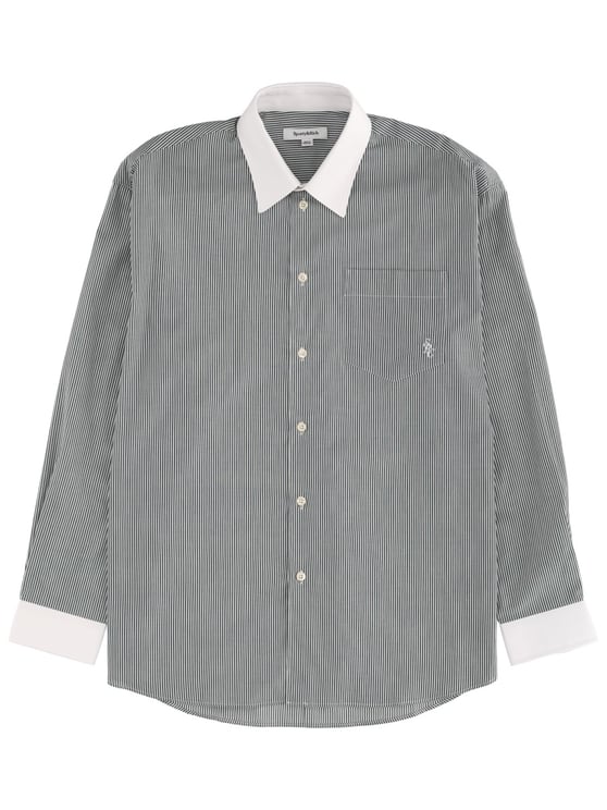 Sporty & Rich Logo Striped Cotton Oversized Shirt