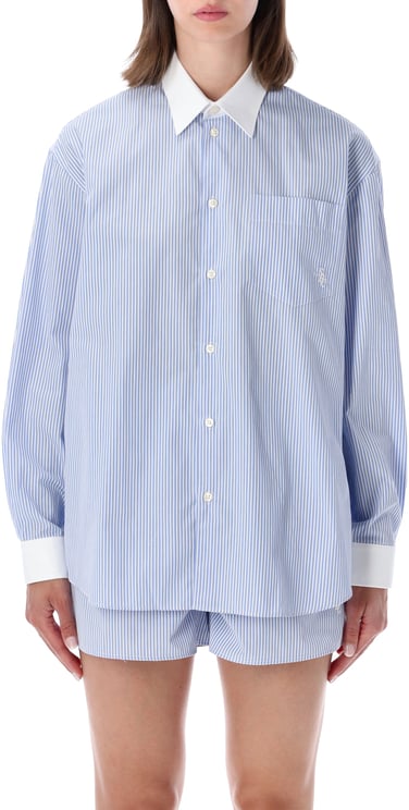 Sporty & Rich Oversized Shirt Stripe Blu