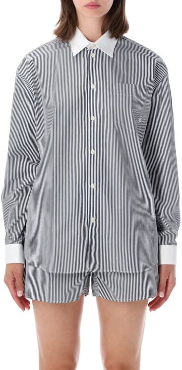 Sporty & Rich Oversized Shirt Stripe Bianco