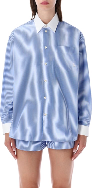 Sporty & Rich Oversized Shirt Blue Striped