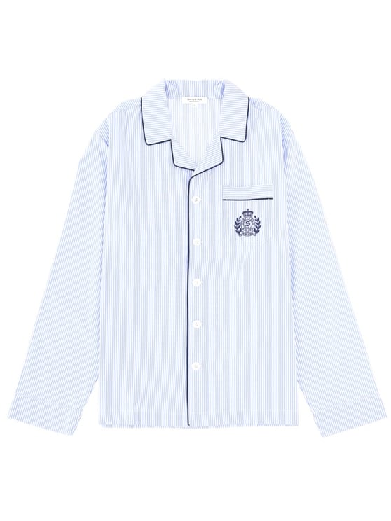 Sporty & Rich Light Blue Pinstripe Pajama Shirt