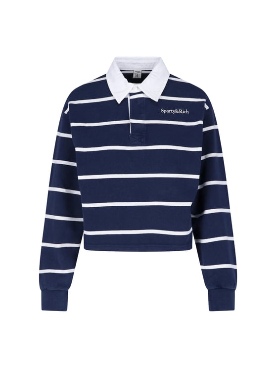 Sporty & Rich Cropped Sweater with Classic White Collar