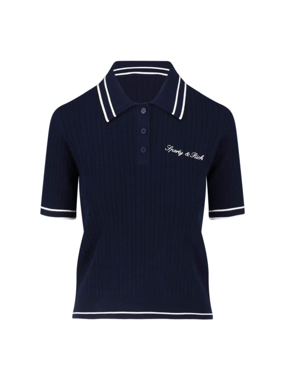 Sporty & Rich Navy Blue Short-Sleeve Polo Shirt