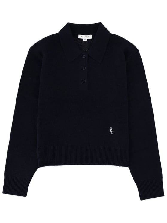 Sporty & Rich Cashmere-Blend Cropped Polo Shirt