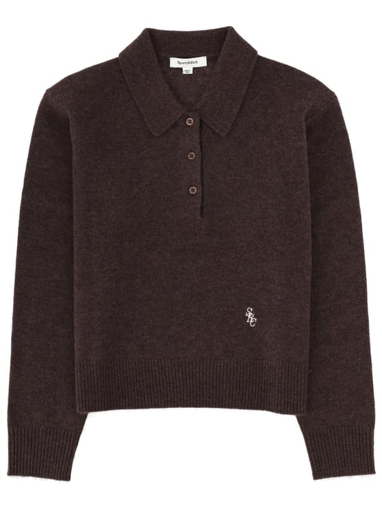 Sporty & Rich Cashmere-Blend Cropped Polo Shirt