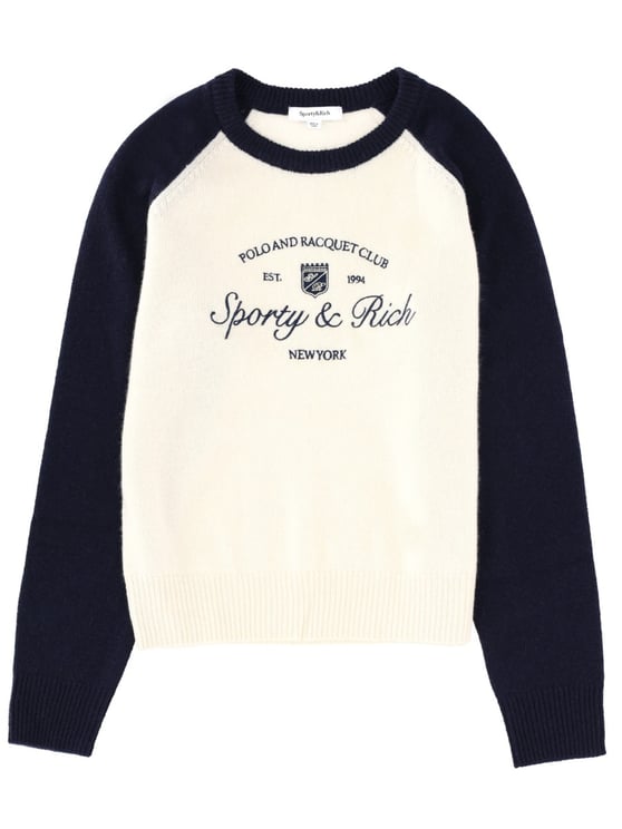 Sporty & Rich Grey Cashmere-Blend Raglan Sleeve Sweatshirt