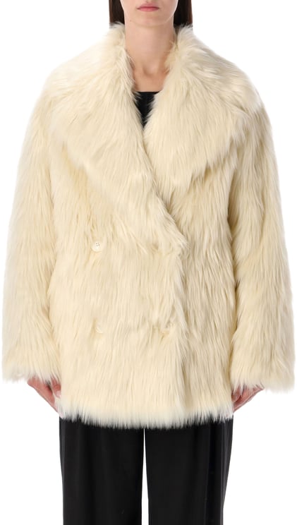 Stand Studio Katalina Eco Fur Furry Coat Bianco