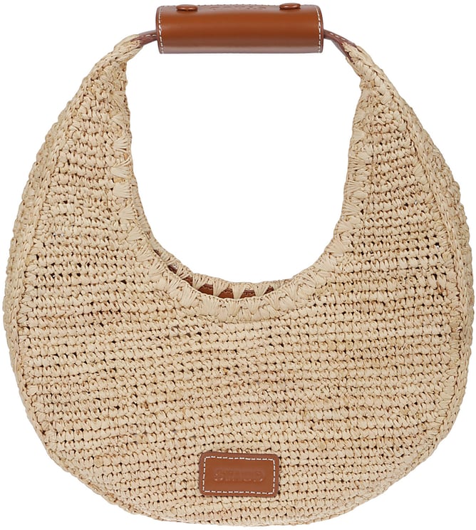 Staud Moon Raffia Tote Bag Nude