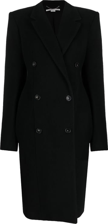 Stella McCartney Black Coat Double-Breasted Wool Peacoat
