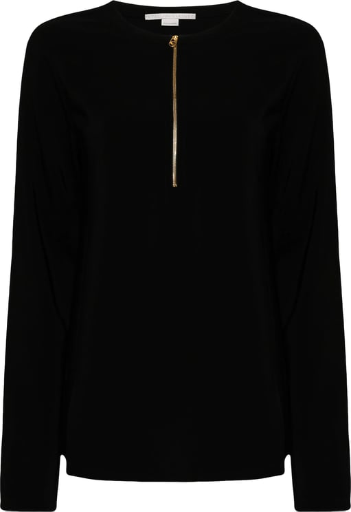 Stella McCartney Black Iconic Zip Detailed Viscose Top