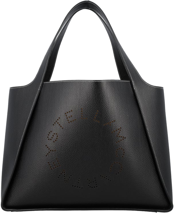 Stella McCartney Logo Tote Bag Embossed Grainy Alter Mat Nero