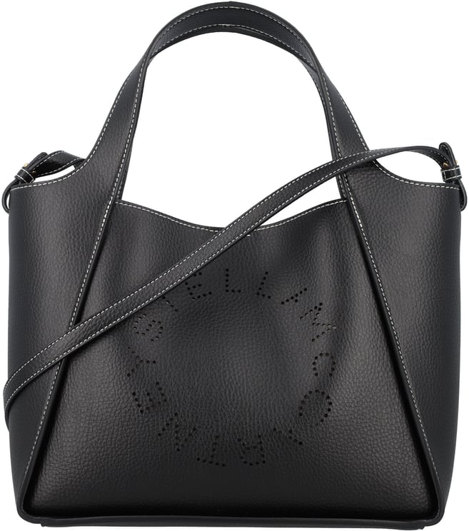 Stella McCartney Logo Crossbody Tote Bag Embossed Grainy Nero