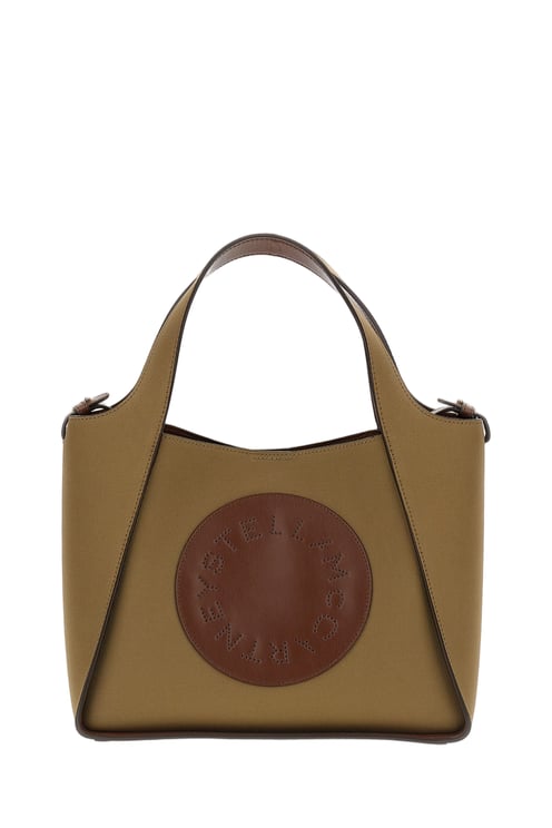 Stella McCartney Beige Circular Logo Perforated Crossbody Bag