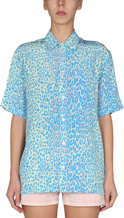 Stella McCartney Short-Sleeved Silk Top With Pointed Collar