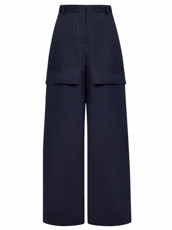 Stella McCartney High-Waist Wide-Leg Cotton Cargo Pants