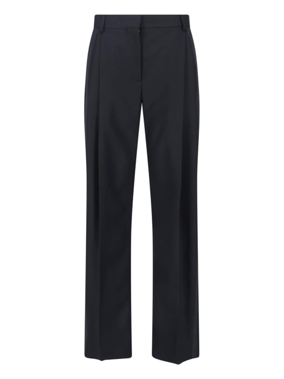 Stella McCartney Black Tailored Wool Satin Stripe Trousers