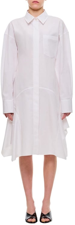 Stella McCartney Asymmetrical Hem Cotton Shirt Dress with Concealed Front Closure