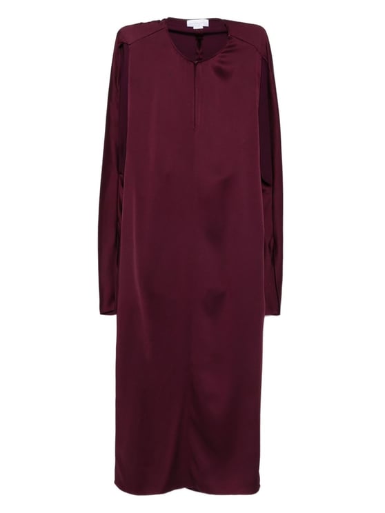Stella McCartney Burgundy Acetate-Blend Keyhole Midi Dress