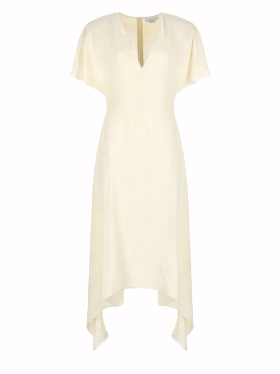 Stella McCartney Asymmetrical Viscose-Blend Flutter Sleeves Midi Dress