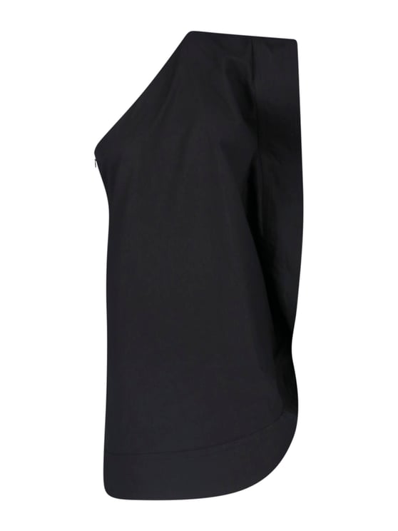 Stella McCartney Black Asymmetrical One-Shoulder Cotton Dress