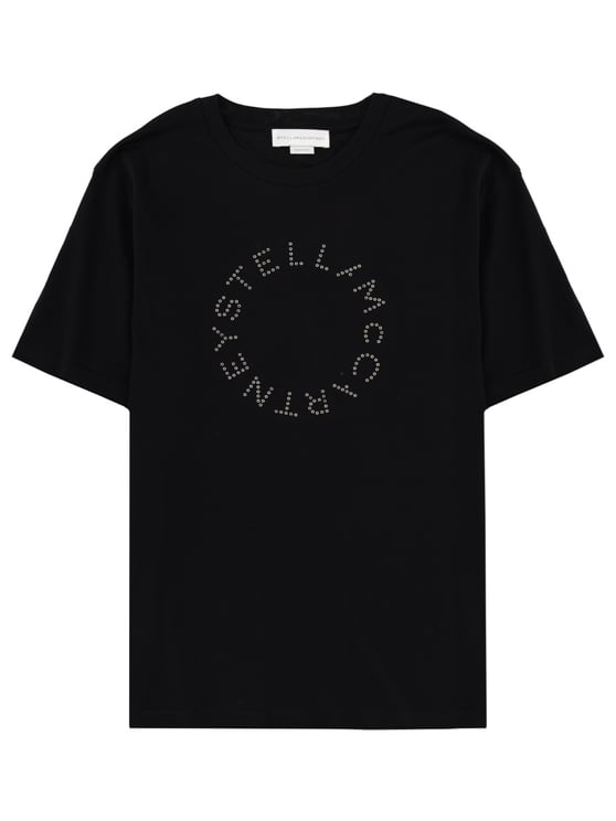 Stella McCartney White Studded Circular Logo Cotton T-Shirt