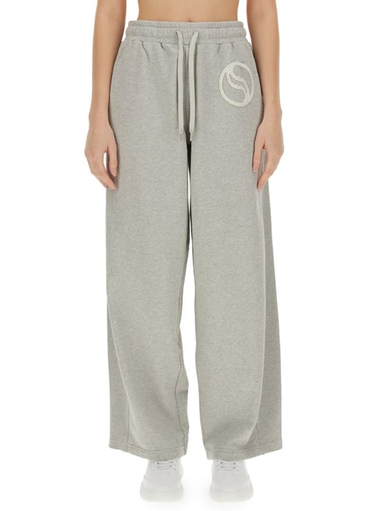 Stella McCartney Wide Leg Cotton Jogging Pants With Subtle Logo