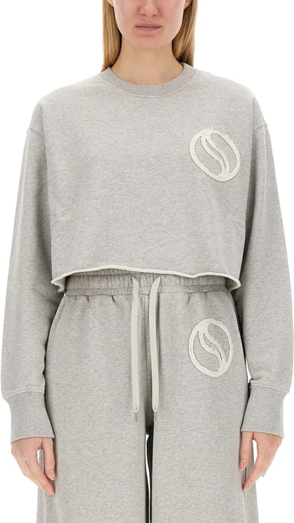Stella McCartney Cropped Grey Sweatshirt With Subtle Logo