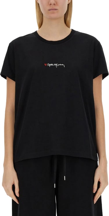 Stella McCartney Oversized Black T-Shirt With Subtle Logo Detail