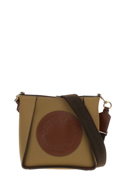Stella McCartney Beige Circular Logo Perforated Crossbody Bag