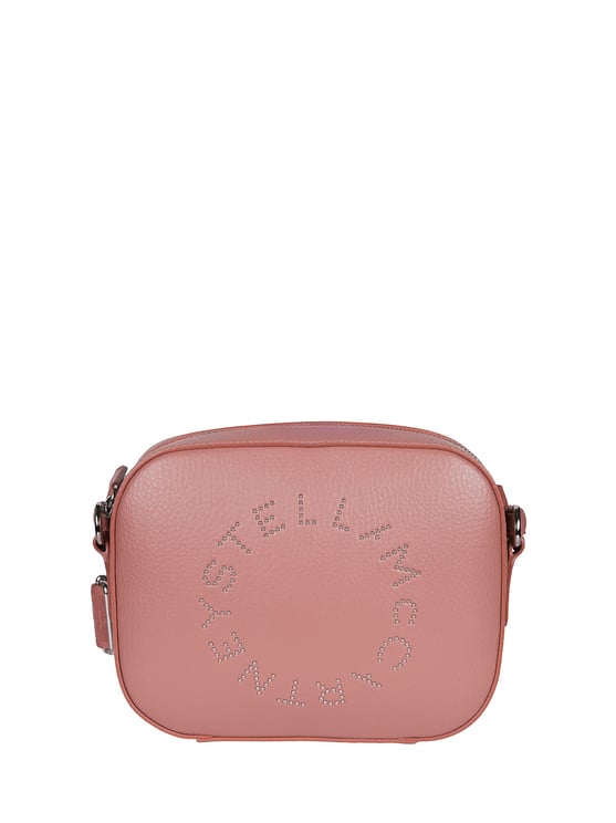 Stella McCartney Pink Canvas Strap Perforated Logo Leather Shoulder Bag