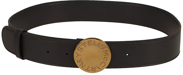 Stella McCartney Black Belt With Round Metallic Buckle