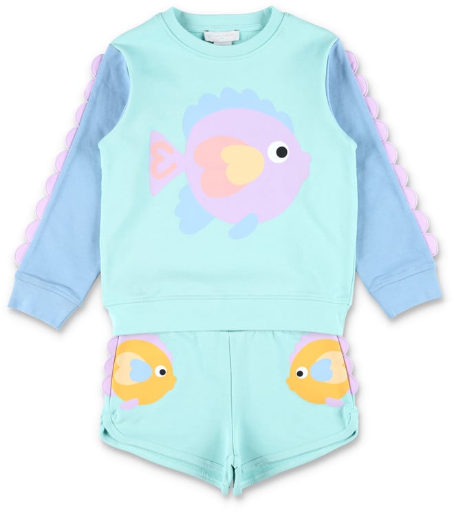 Stella McCartney Set Fish Tee+Shorts Blu