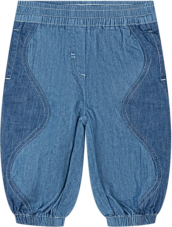 Stella McCartney Pantaloni in Denim con Vita Elasticizzata e Polsini