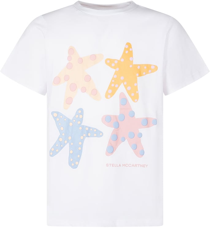 Stella McCartney T-shirt con Stampa Stelle Marine e Girocollo